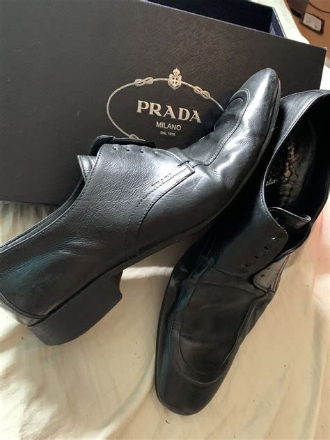 Prada Mens Oxford Dress Shoes Black Leather Lace Up I… - Gem