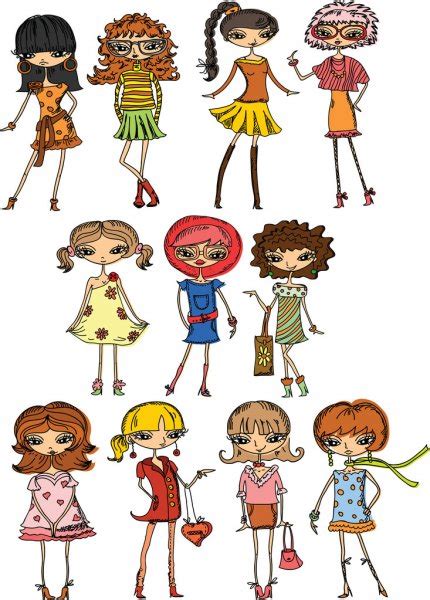 Dibujos Animados Chicas De Moda Vector De Stock De Virinaflora