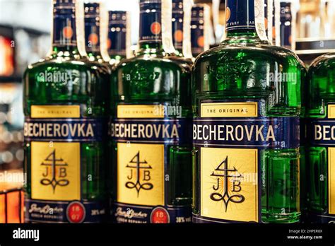 Lviv Ukraine February 20 2022 Bad Boy Liquor Store Bottles With