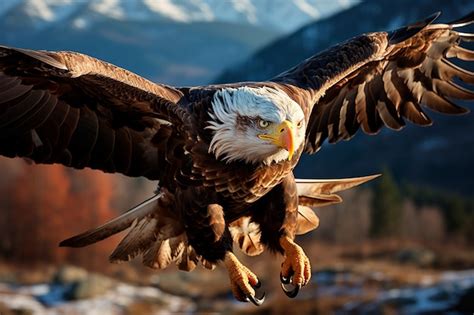 Premium Photo | Eagle flying in the mountains