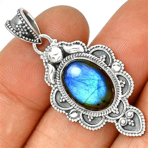 Pendentif Protection Labradorite Monture Argent 925 Ref 2418