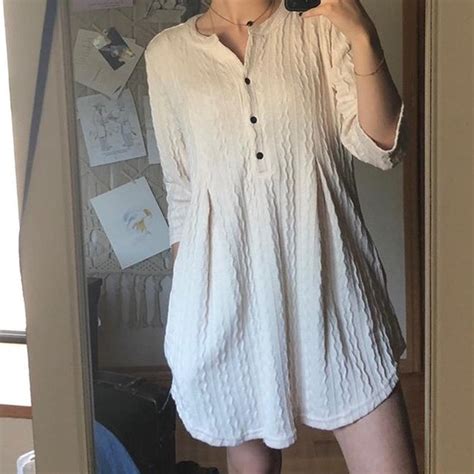 Repop Vintage Cream Knit Sweater Dress From Depop