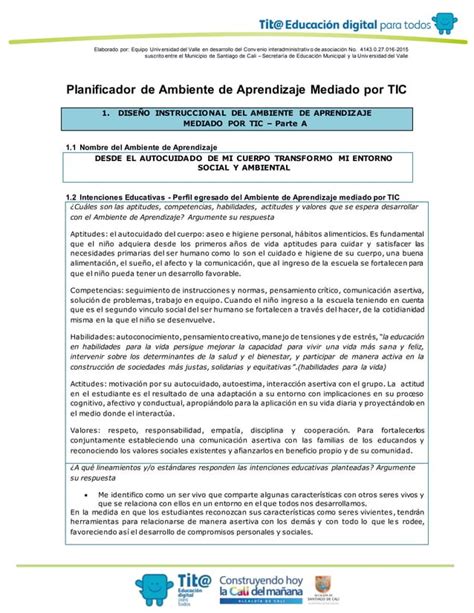 Planificador De Ambiente De Aprendizaje Mediado Por Tic Grupo Nov