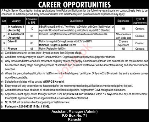 Public Sector Organization Jobs Job Advertisement Pakistan