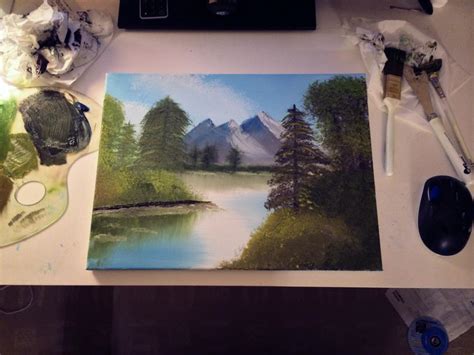 My First Ever Attempt At Painting After Being Inspired By Bob Ross Imgur