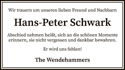 Traueranzeigen Von Hans Peter Schwark Trauer Kreiszeitung De