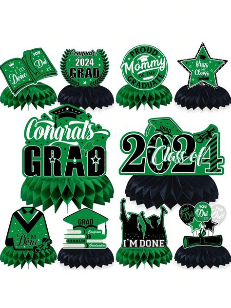 10 Pcs Graduation Party Decorations Class Of 2024 Congrats Grad Table Centerpiece Congratulate