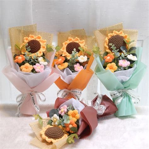 Handmade Crochet Flower Bouquet – Sunshine – Gifts With Love