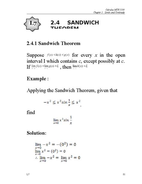 L7 28T 29 Calculus Chapter 2 Limits And Continuity 2 4 Sandwich