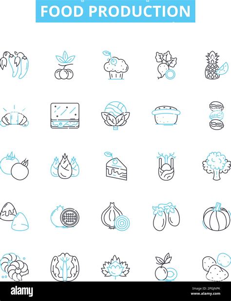 Food Production Vector Line Icons Set Farming Agriculture Processed