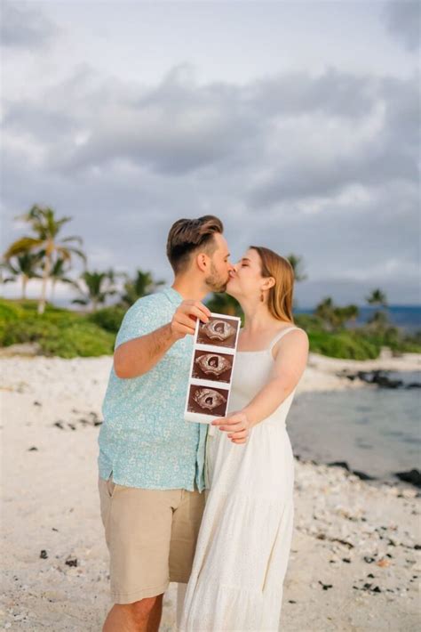 Pregnancy Announcement Hawaii Sunset Beach Photographers Hawaii