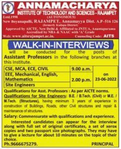 Annamacharya Institute of Technology and Sciences, Rajampet Wanted ...