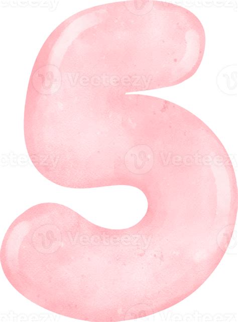 cute sweet Pink Watercolor Number 5, five. joyful Nursery Art. 26499241 PNG