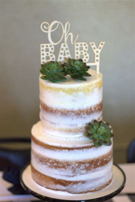 Gorgeous Naked Cake At A Woodland Baby Shower So Rustic Baby Shower