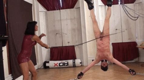 Dometria Hardcore BDSM Movies Lunge Whip Upside Down Cock Whipping
