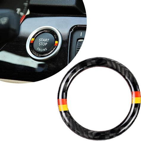 Carbon Fiber Car Engine Start Stop Ignition Key Ring Sticker For Bmw