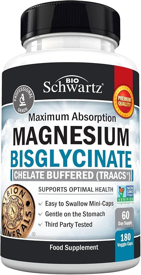 BioSchwartz Magnesium Bisglycinate 100 Chelate No Laxative Effect