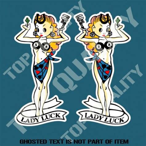 Lady Luck Decal Sticker Set X2 Vintage Retro Americana Rat Rod Hot Rod