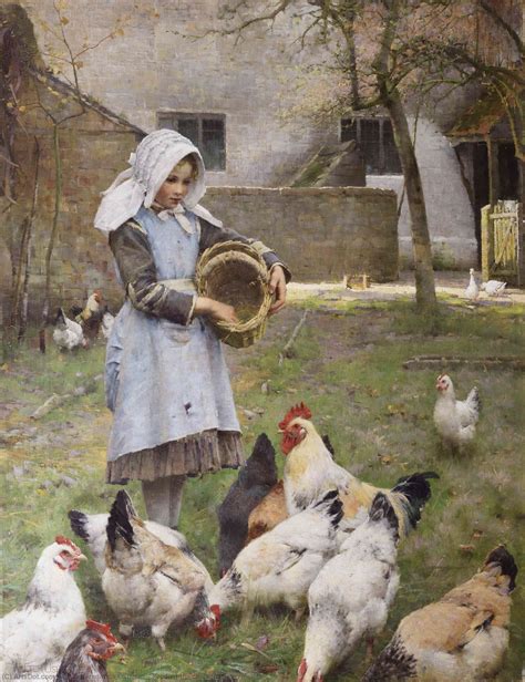 Museum Art Reproductions Feeding the chickens, 1885 by Walter Frederick Osborne (1859-1903 ...