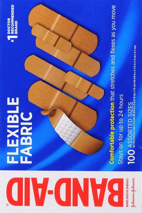 Band Aid Flexible Fabric Adhesive Bandages Assorted Sizes 100ct