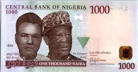 Banknote Nigeria Naira Alhajo Aliyu Mai Bornu Dr Clement Isong