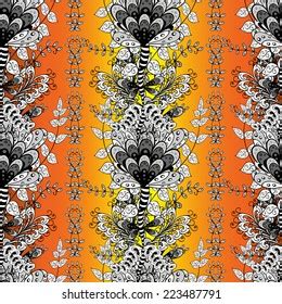 Seamless Abstract Mughal Floral Motif Pattern Stock Illustration