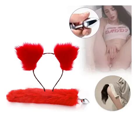 Plug Anal Cola Y Orejas De Zorro Metalico Acero Inoxidable Cuotas Sin Inter S