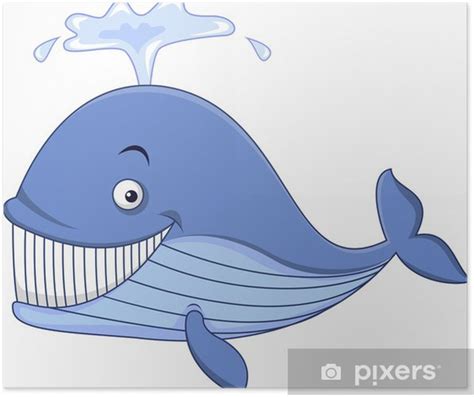 Poster Bleu dessin animé baleine • Pixers® - Nous vivons pour changer