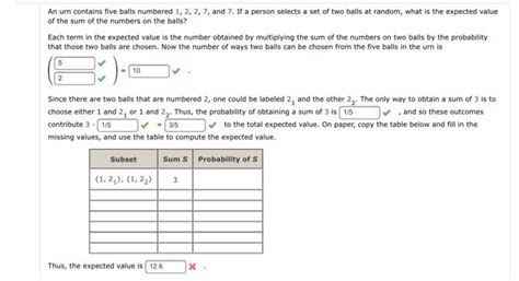 Solved An Urn Contains Five Balls Numbered 1 2 2 7 And Chegg