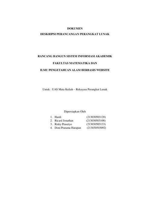 Pdf Dokumen Deskripsi Perancangan Perangkat Lunak Rancang Bangun