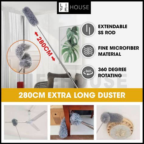 Extra Long Microfiber Duster 280cm With Extendable Bendable Long Duster Cleaner Ceiling Fan