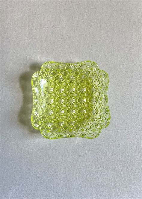 Vintage Uranium Glass Daisy And Buttons Ashtray Dish Etsy