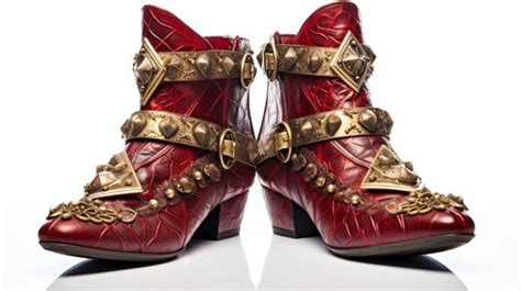 Premium Photo | Stylish Red Shoes With Gold Accents