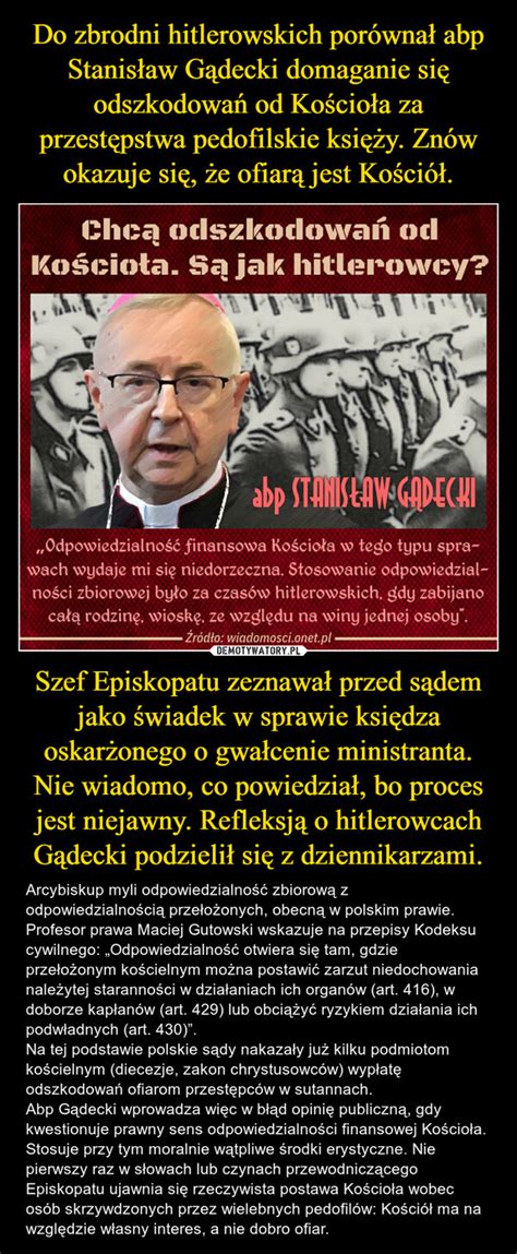 Do Zbrodni Hitlerowskich Por Wna Abp Stanis Aw G Decki Domaganie Si