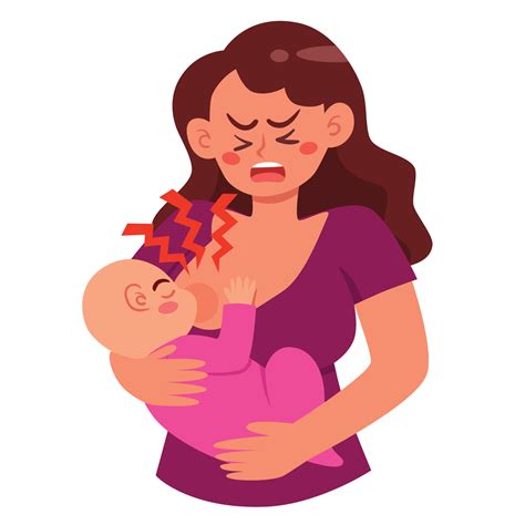 Baby biting during breastfeeding vector 18991570 Vector Art at Vecteezy