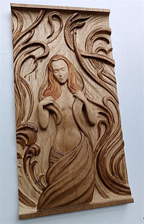 Naked Woodcarved Woman 3D Carved Wall Hanging Woodworking Etsy
