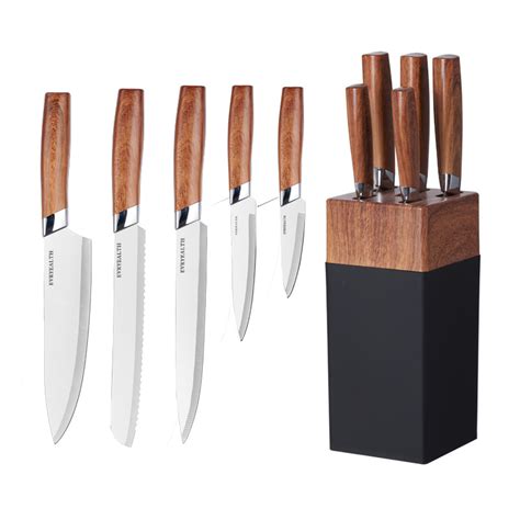 Ripley SET CUCHILLOS DE COCINA 6 PIEZAS BASE MADERA