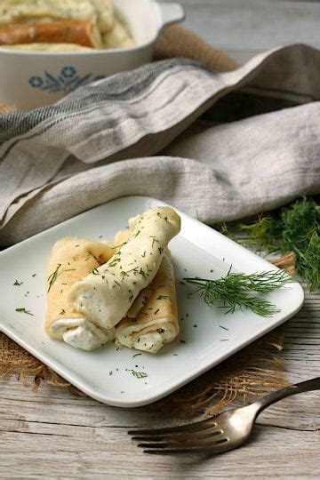 Nalysnyky (Ukrainian Crepes with Cheese and Dill) - Domestic Dreamboat