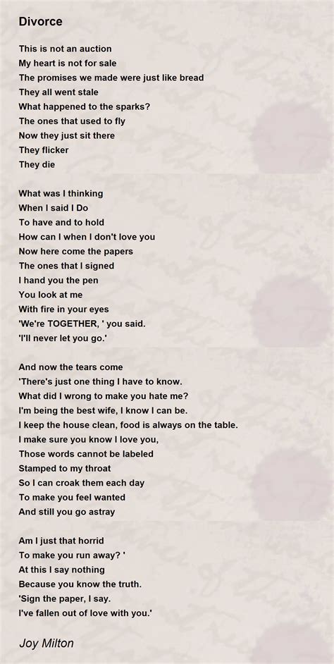 Divorce Poem by Joy Milton - Poem Hunter