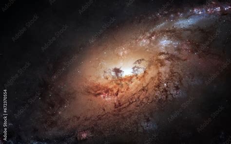 3D illustration of giant spiral galaxy, milky way . Black hole. 5K sci-fi visualization ...