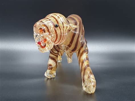 Exceptional Xl Murano Glass Tiger Etsy