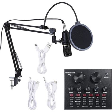 Ensemble De Microphones Carte Son Multifonctionnelle En Direct Et Kit