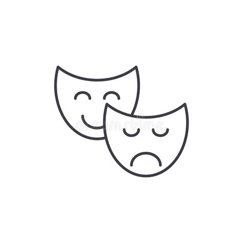 Comedy and Tragedy Line Icon Concept. Comedy and Tragedy Vector Linear Illustration, Symbol ...