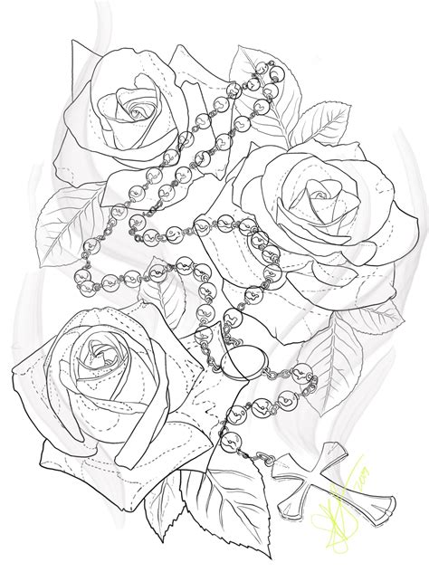 Rosary Drawings With Roses