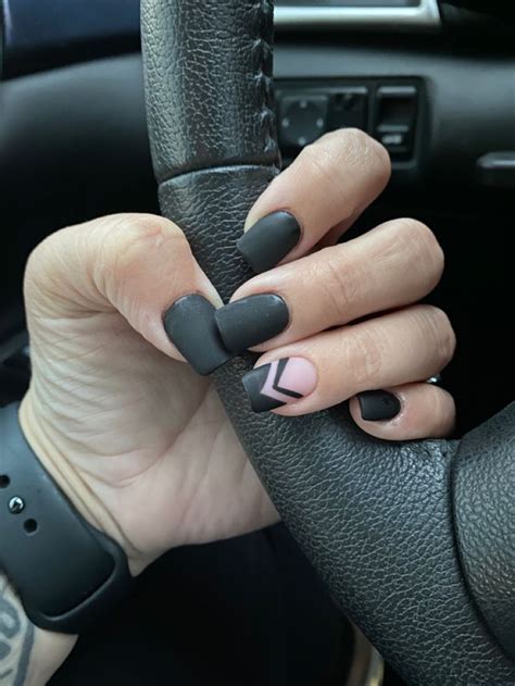 Black Matte And Nude Nails Black And Nude Nails Rocker Nails Beige