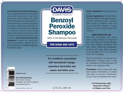 Davis Benzoyl Peroxide Benzoyl Peroxide Shampoo