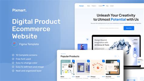 Pixmart Digital Products E Commerce Website Ui Figma Template Figma