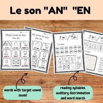 French Phonics And Sounds Activities Les Sons Compos S Le Son An En