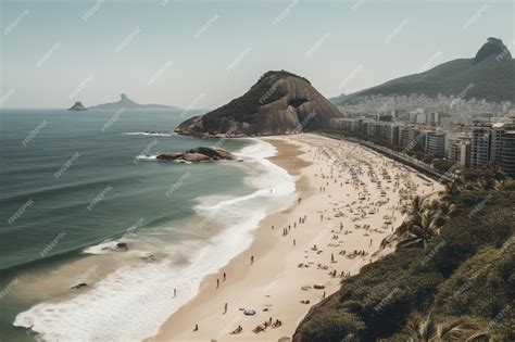 Premium AI Image | A beach with a view of rio de janeiro in the background