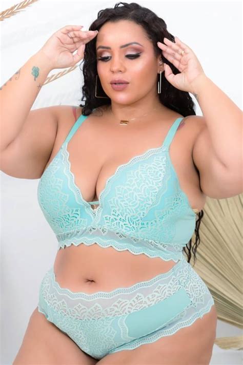 Conjunto Calcinha E Suti Plus Size Refor Ado Pingente Central Ousadia Lingerie E Moda